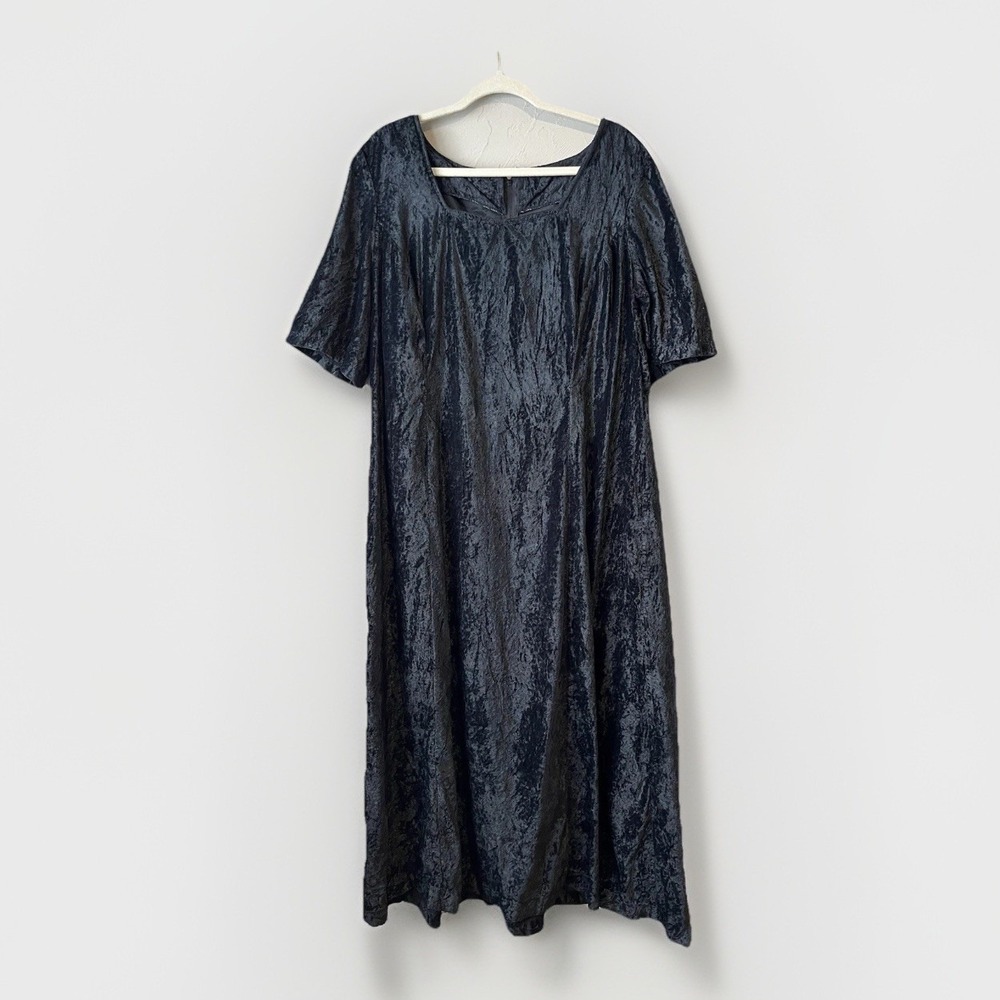 Crushed Velvet Maxi Dress 3X Square Neck Classic Midi Goth Whimisgoth Vampire‎